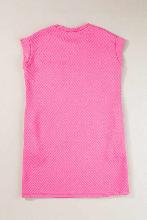 Textured Cap Sleeve T Shirt Dress